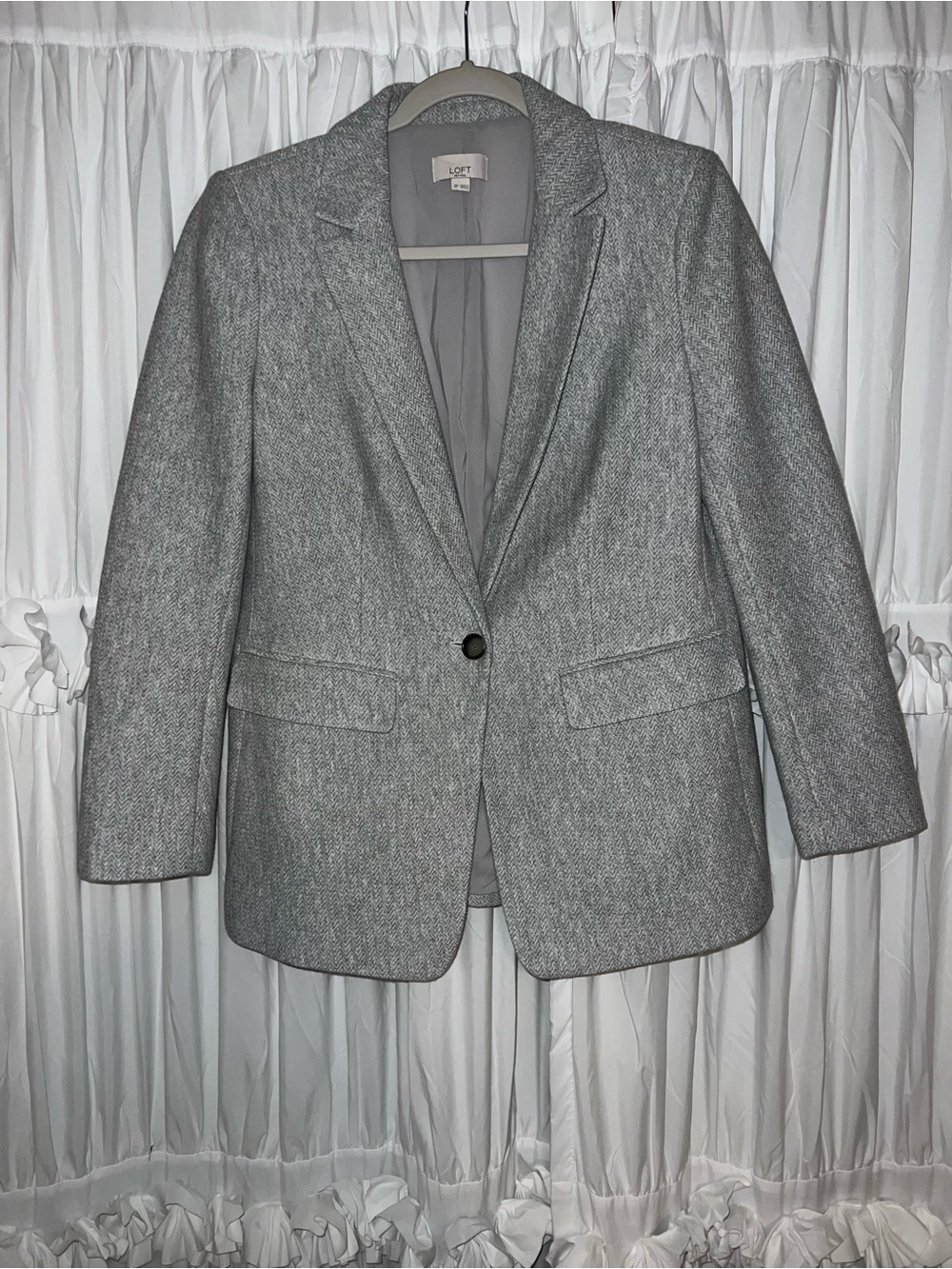 LOFT Women's Gray Single-Button Blazer